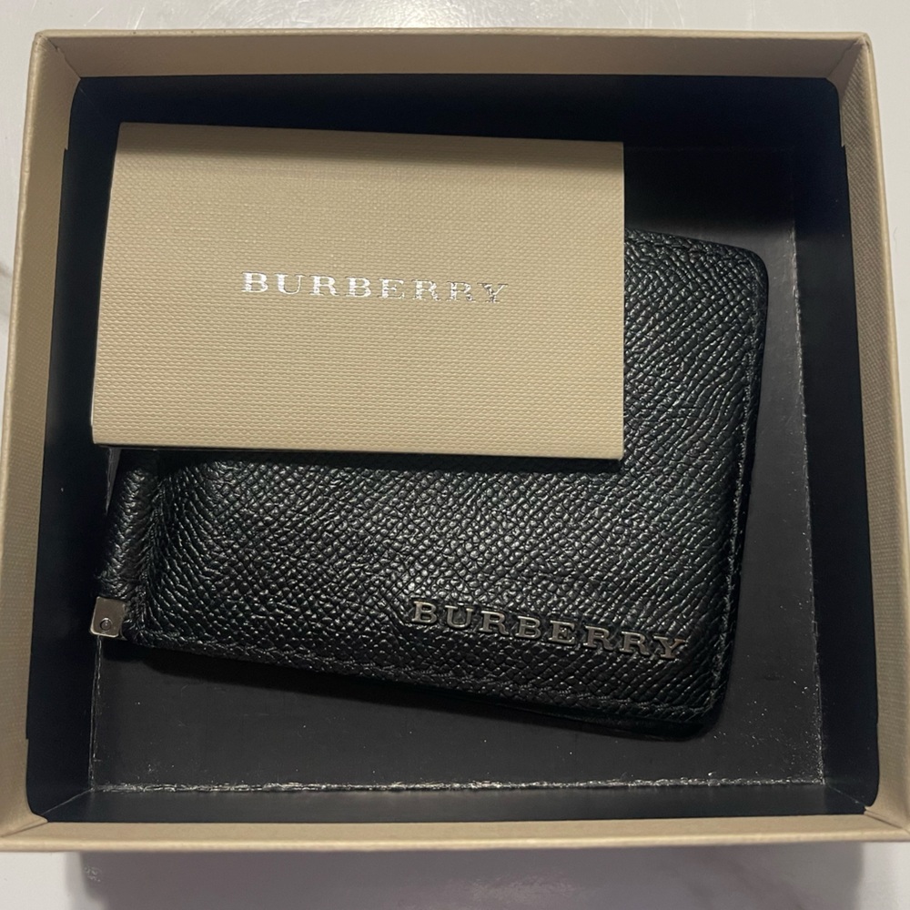 Burberry Textured Black Leather Card Holder
